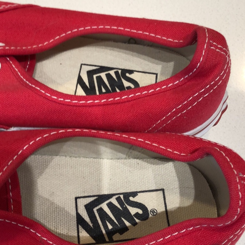 Red vans- no laces